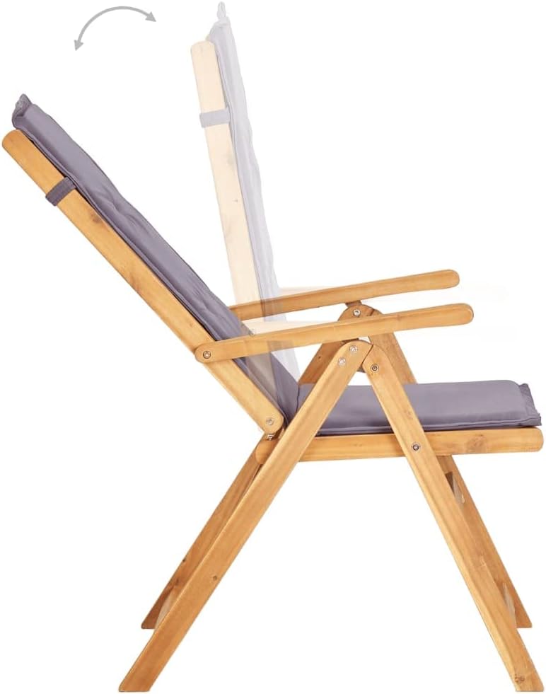 Reclining Patio Chairs 2 pcs,Garden Chair,Comfortable Outdoor Chairs,Foldable Leisure Chairs,Assembly Required,Suitable for Deck, Backyard, Patio, Garden, Poolside, Brown Solid Acacia Wood