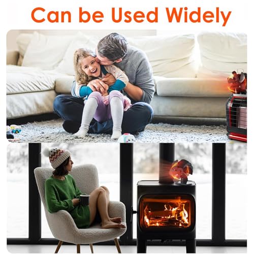 JossaColar Wood Stove Fan Heat Powered Fireplace Fan Non Electric, Thermal Fan Compatible for Buddy Heater/Wood Burning Stove/Log Burner w/Stove Accessories Thermometer & Bracket - Thumbnail 6