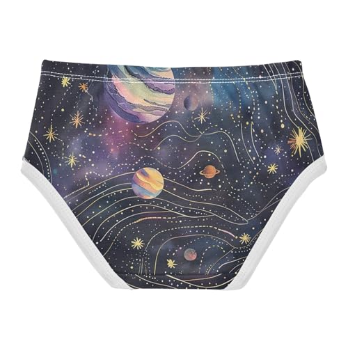 Underwear for Girls, Galaxy Planet Purple Toddler Girl Briefs, Girls' Cotton Brief Underwear, 2T–8 Years2
