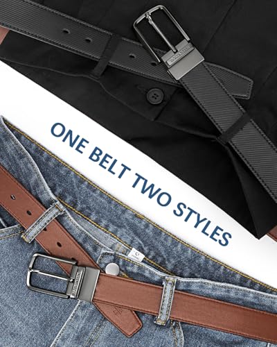 BOSTANTEN Cinto masculino reversível de couro para homens 3,5 cm para calças casuais de golfe, cinto