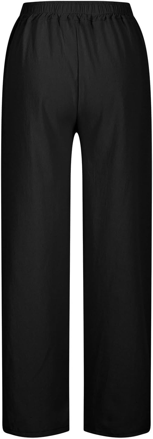 Capri Pants for Women High Waist Workout Yoga Pants Tummy Control Leggings Crop Straight Leg Trousers with Pockets