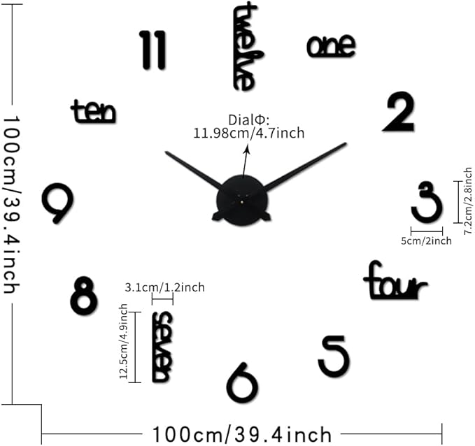 Reloj de Pared Moderno 3D Acrílico Silencioso Decorativo Negro miniatura 2