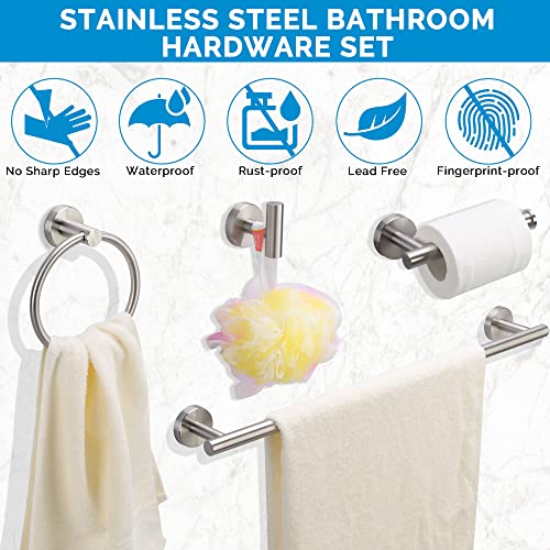 10 Piece Bathroom Hardware Set, 24-Inch Pairs Of Towel Bars, Towel Rings, Toilet Papers Holders, And Robe Towel Hooks, Stainless Steel Bathroom Kit - Bathroom Accessory Set - Silver #TOP3