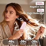 3-in-1 Cordless Negative Ion Hair Straightener & Curle & Comb for Thick Hair, 4 Temps Fast Heating MCH Ceramic Coating, Anti-scalding Comb Teeth (Purple) - Image 3