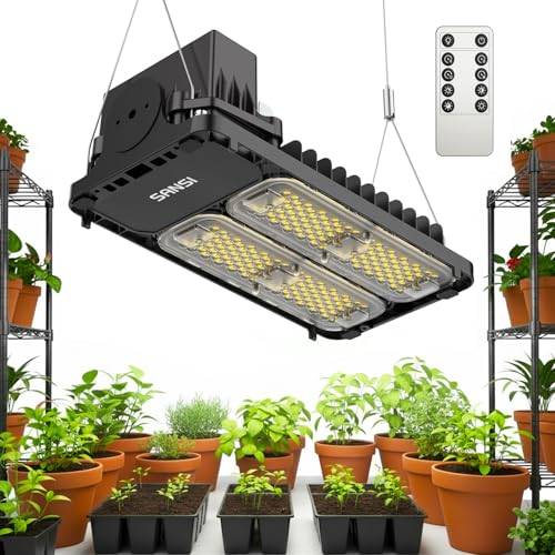 SANSI Grow Lights for Indoor Plants, 100W Full Spectrum Plant Lights for Indoor Growing, High PPFD IP65 Dimmable LED Grow Tent Light 3x3/2x2 for Seed Starting Auto On/Off Timer Remote Contro