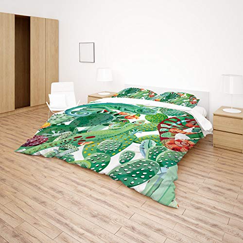 Housse de couette lit King toutes saisons en polyester imprimé léger et confortable - 4