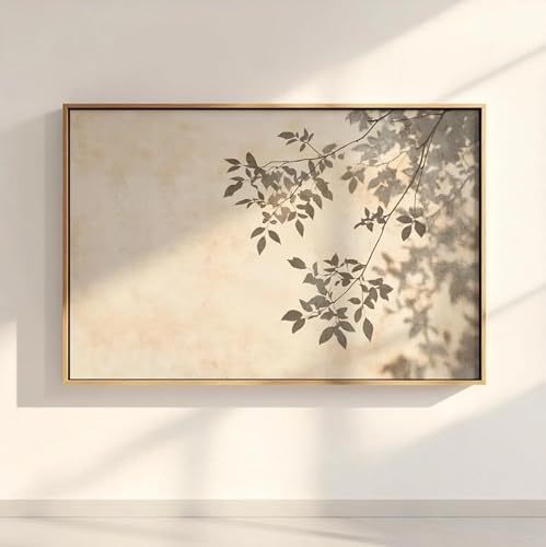 Rumlly Earth-Toned Birch Tree Shadow Plant Canvas Prints Poster Modern Neutral Aesthetics Prints Wall Art Home Decor(80x120cm/Frameless)