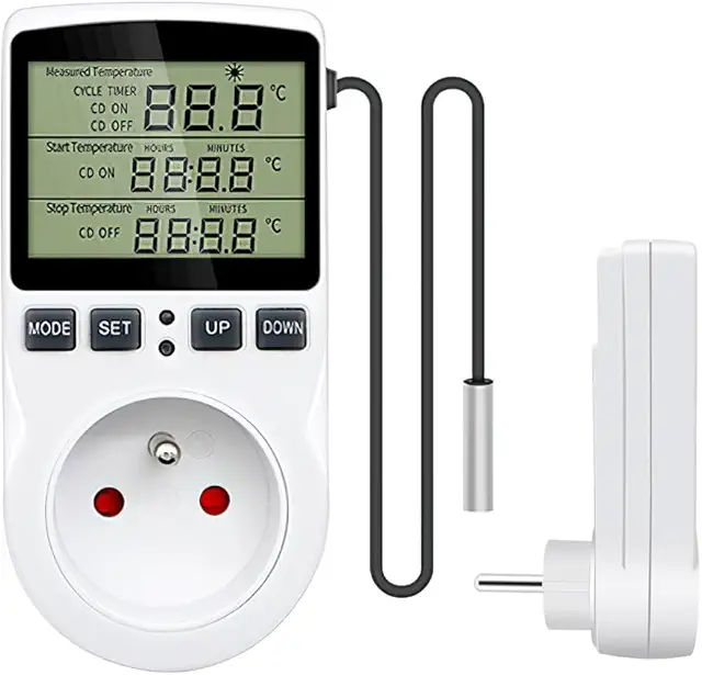 Thermostat Numérique Lotvic Prise 230V 16A - Régulateur Température pour Terrarium