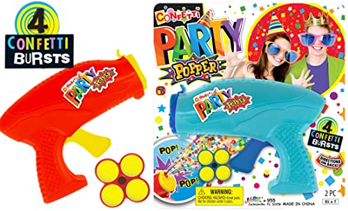 Image of JA-RU Confetti Poppers for Kids (6 Pack) Colorful Party Poppers Confetti Shooters, Confetti Gun, Party Favors for Gender Reveal, Wedding, Birthday & New Year's Eve | 955-6s