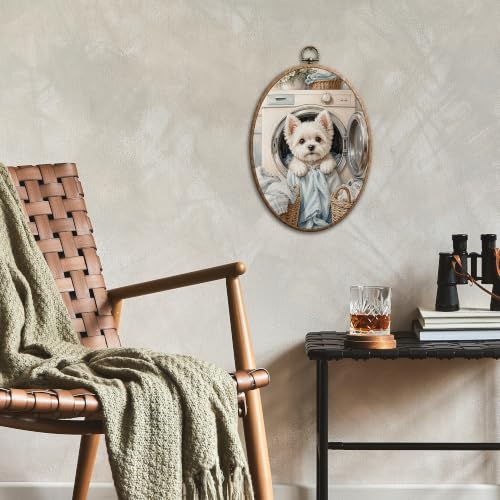 Toile murale Westie de qualité supérieure impression sur toile ovale Sufamb