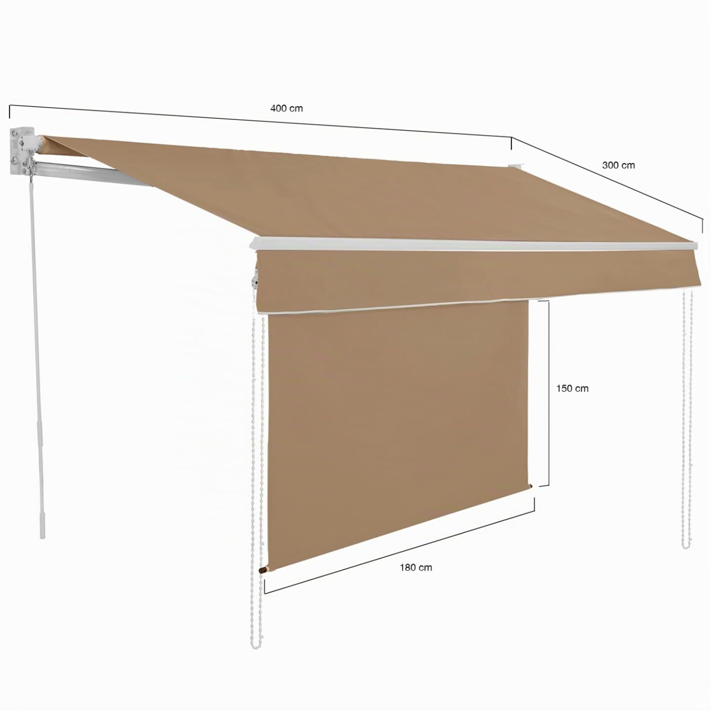 IDMarket - Estor (4 x 3 m), color marrón lambrequín H.1,50 m