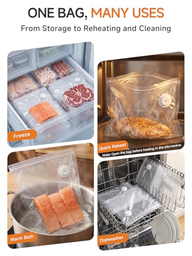 Image of FEPPO Reusable Vacuum Sealer Bags for Food, 20 PCS (10 Medium 8.3 inchx8.7 inch + 10 Large 10.2 inchx11 inch) BPA-Free Food Storage Bags with Air Valve, Leak-Proof & Odor-Resistant for Freshness Preservation