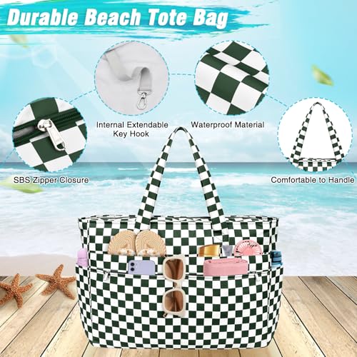 Image of HUANLANG Extra Large Beach Bag Waterproof Beach Totes Bags for Women Men,Pool Bag with Zipper Wet Pocket