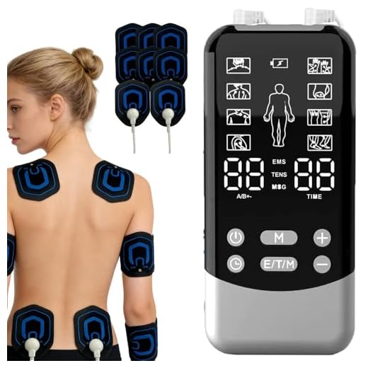 Electroestimulador Muscular, TENS/EMS/Masaje Maquina Corrientes Rehabilitacion Fisioterapia 24 Programas 30 Intensidades con 2 Canales 8 electrodos para el Alivio del Dolor