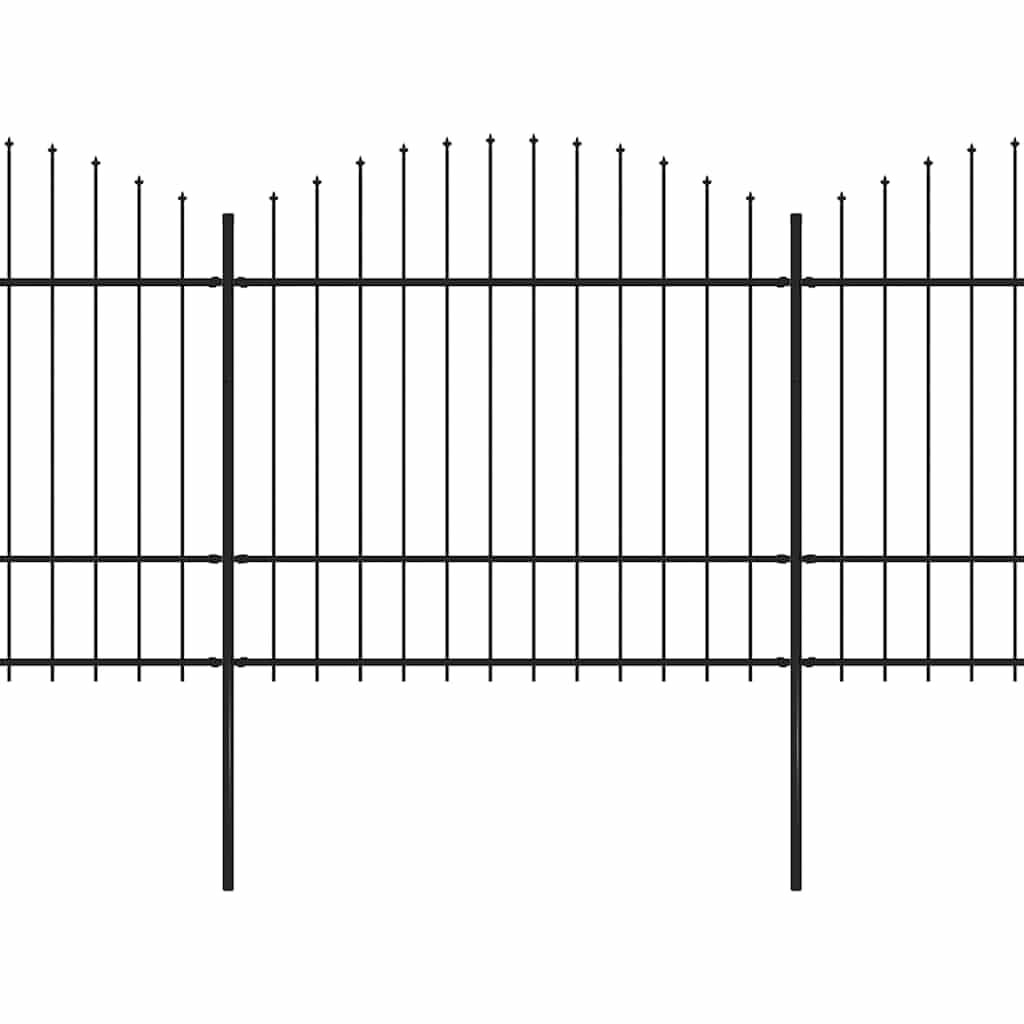 Security Garden Fence with Spear Top Steel 714.5x175 cm Black for Privacy Boundary Barrier Outdoor Property