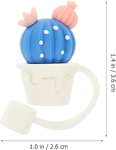 Miniatura 2 de Cabilock 12 fundas de silicona con forma de animalescactus, puntas de paja de dibujos animados, cubiertas reutilizables de silicona para pajitas de