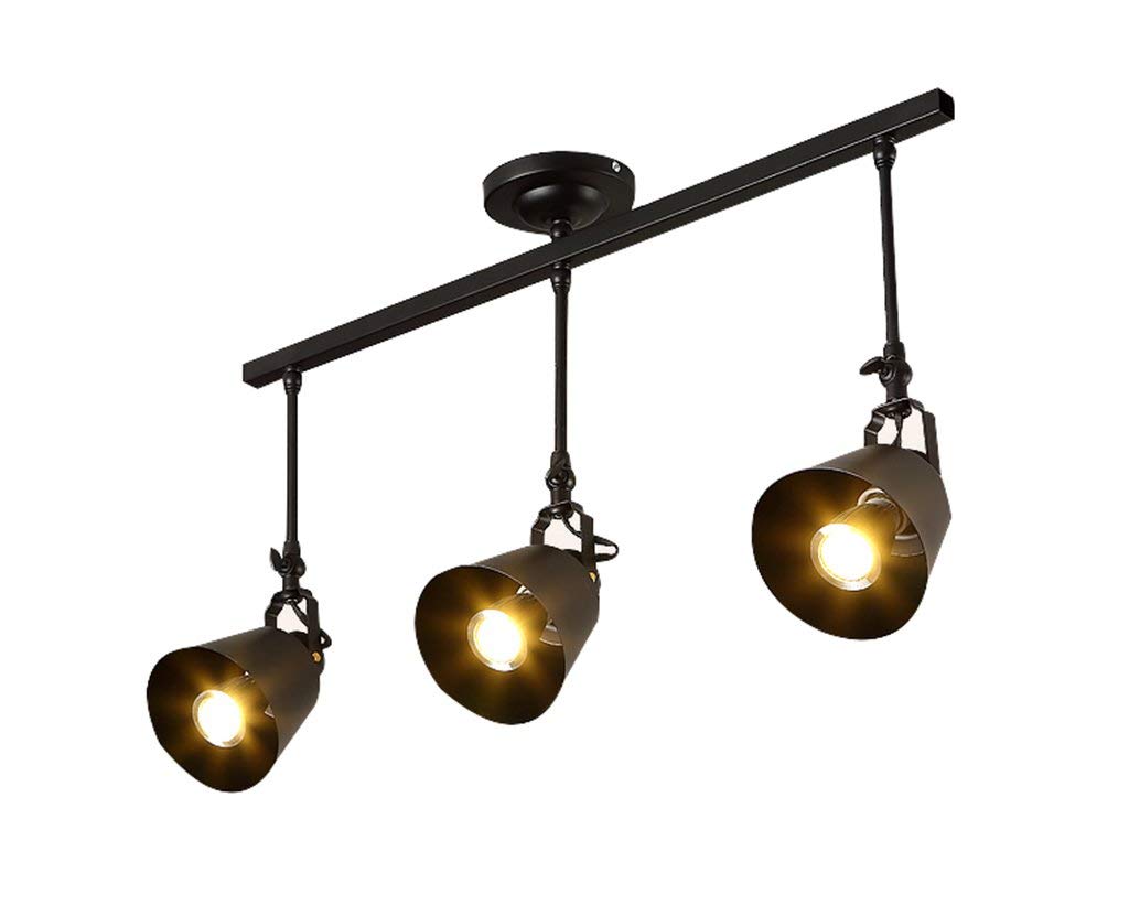 Lustre en fer rail d'éclairage orientable 3 têtes E27 Novely