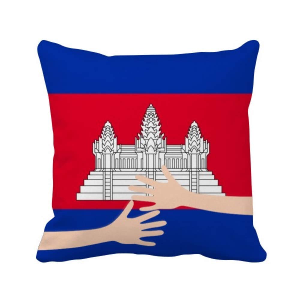Coussin Cambodge drapeau asiatique housse de oreiller déco 45x45 cm