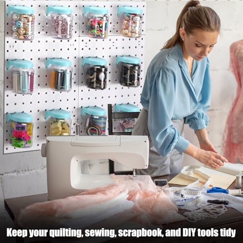 Image of Unittype 20 Set Pegboard Organizer Accessories Peg Boards Jars with Lids Plastic Pegboards Bins Storage Containers Clear Peg Board Wall Organizer for Garage Sewing Office Home Supplies(Light Green)