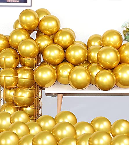 Image of Toyshine Chrome Metallic Balloons for Party 50 pcs 12 inch Thick Latex balloons for Birthday Wedding Engagement Anniversary Festival Picnic Family Party Decorations-Gold