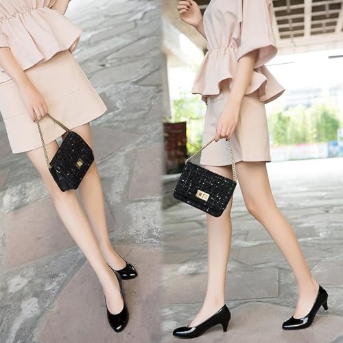 Womens Heels Pumps Shoes Bridal Dress Work Slip-on Wedding Party Low Heel Closed-Toe Shoes3