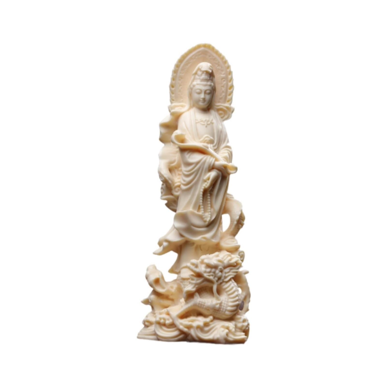 KUKUUU Buddhist Guanyin Standing On Dragon Statue Collecting Gift