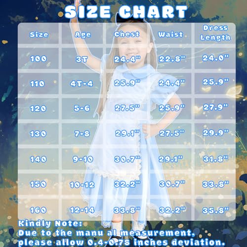 Disfraz completo azul para niñas Aoiviss con accesorios miniatura 6