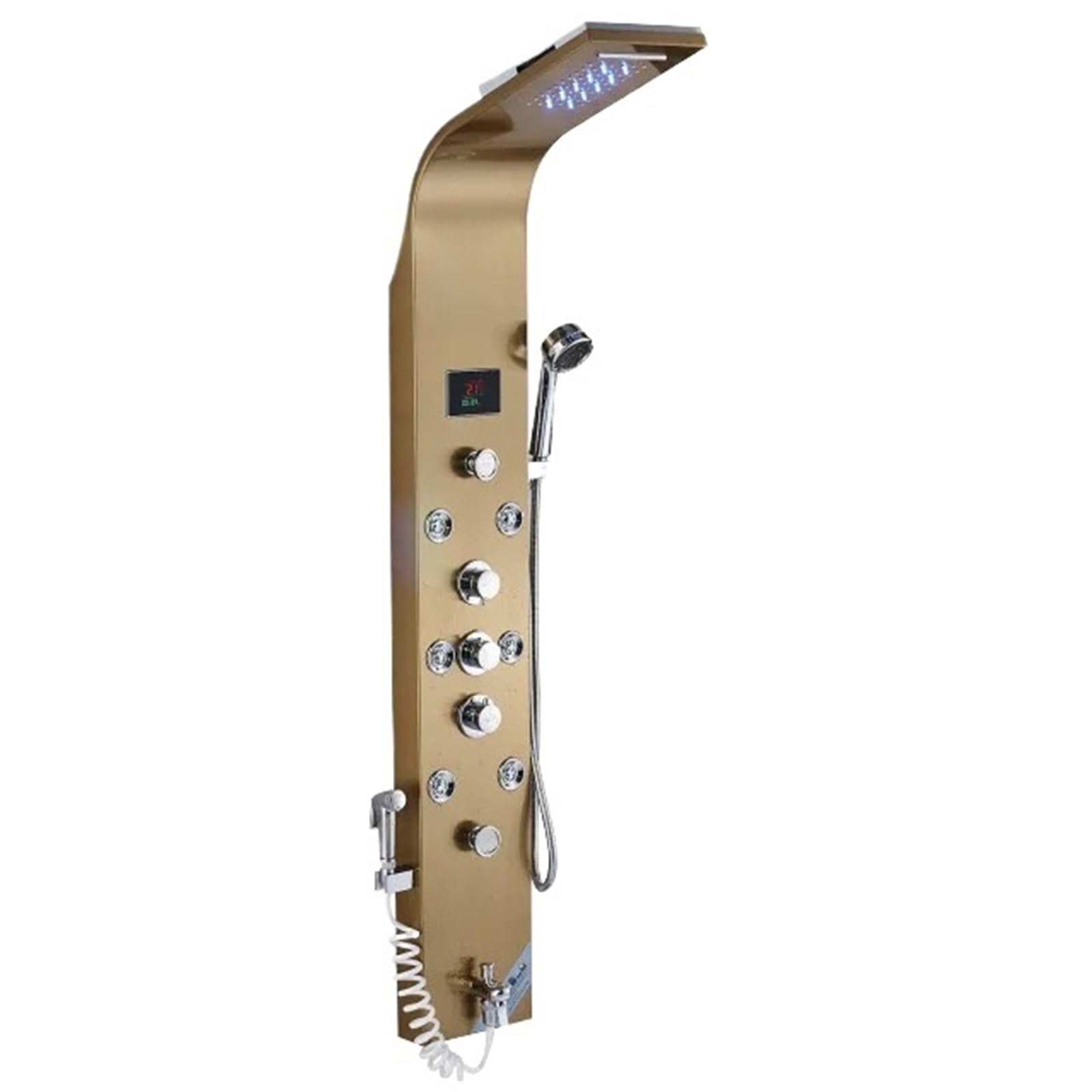 Robinet de douche cascade anti-calcaire LED Gold 8009 à jets muraux relaxants