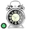 Ayrely super loud alarm clock for heavy sleepers adultstwin bell retro 4 inch silent non ticking quartz with backlight luminous dial alarm clocks for bedrooms bedside silver  urban country home decor