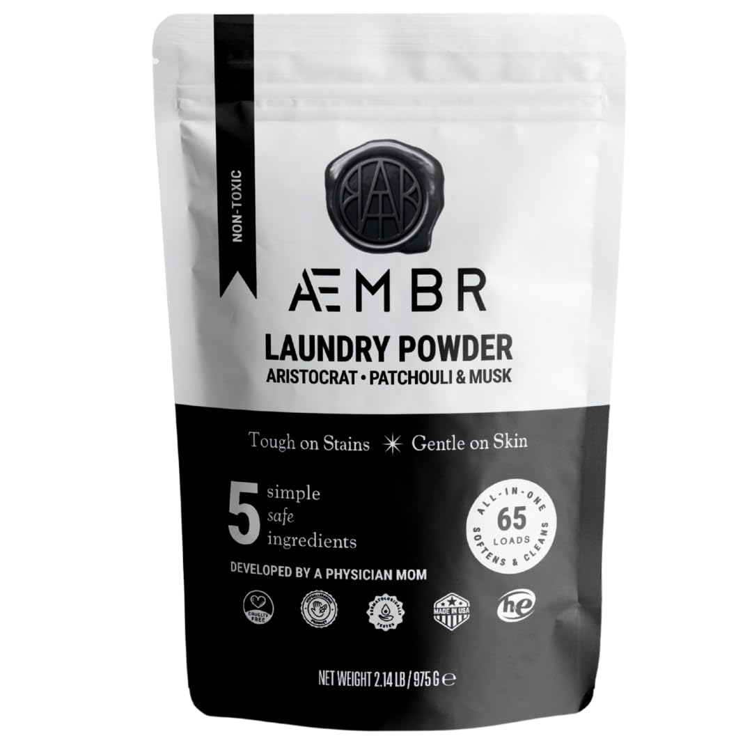 AEMBR Luxury Laundry Powder | Clean Natural Non-Toxic Healthy Laundry Detergent | Made in USA with Natural Ingredients | Aristocrat Scent (Patchouli &