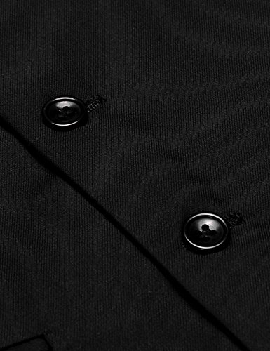 Coofandy Gilet de costume pour homme - Coupe ajustée - Col en V - Sans manches - Avec 5 boutons - Pour les affaires, les loisirs. Vêtement classique basique pour hommes - Noir - M - Image 6