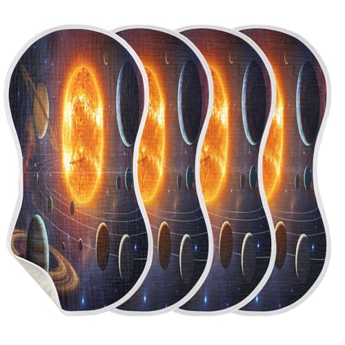 J JOYSAY Solar System Planet Orange Baby Burp Cloths for Boys Girls Large 22''x11'' Cotton 4 Layer Large Burp Cloths for Drool Babies one sizex4
