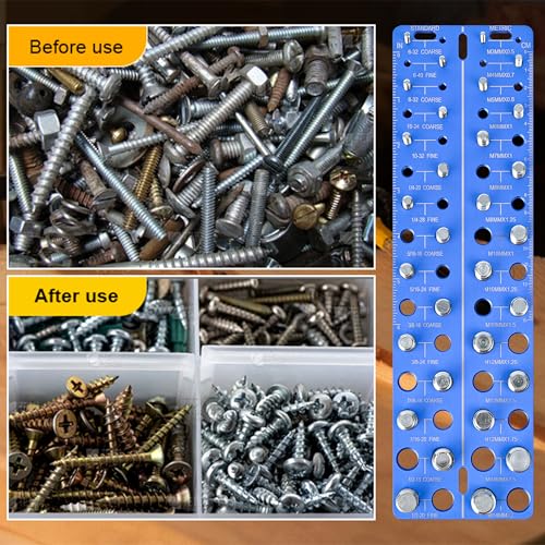 30-in-1 Nut & Bolt Thread Checker – Standard & Metric Thread Gauge Tool with 15 SAE & 15 Metric Sizes, Wall-Mountable Thread Identifier with Inch & CM Ruler by Meaowera - Image 8