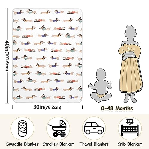 Image of Swaddle Blanket for Cute Dog Dachshund Baby Receiving Blanket Muslin Baby Swaddles Soft Cotton Breathable Nursery Blankets for Unisex Boys and Girls 30x40 Inch