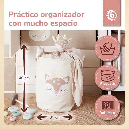 Miniatura 3 de Bieco Cesto Para La Colada De Bebé, Ciervo, Gran Cesta De Almacenamiento Para Niños, Algodón E Impermeable