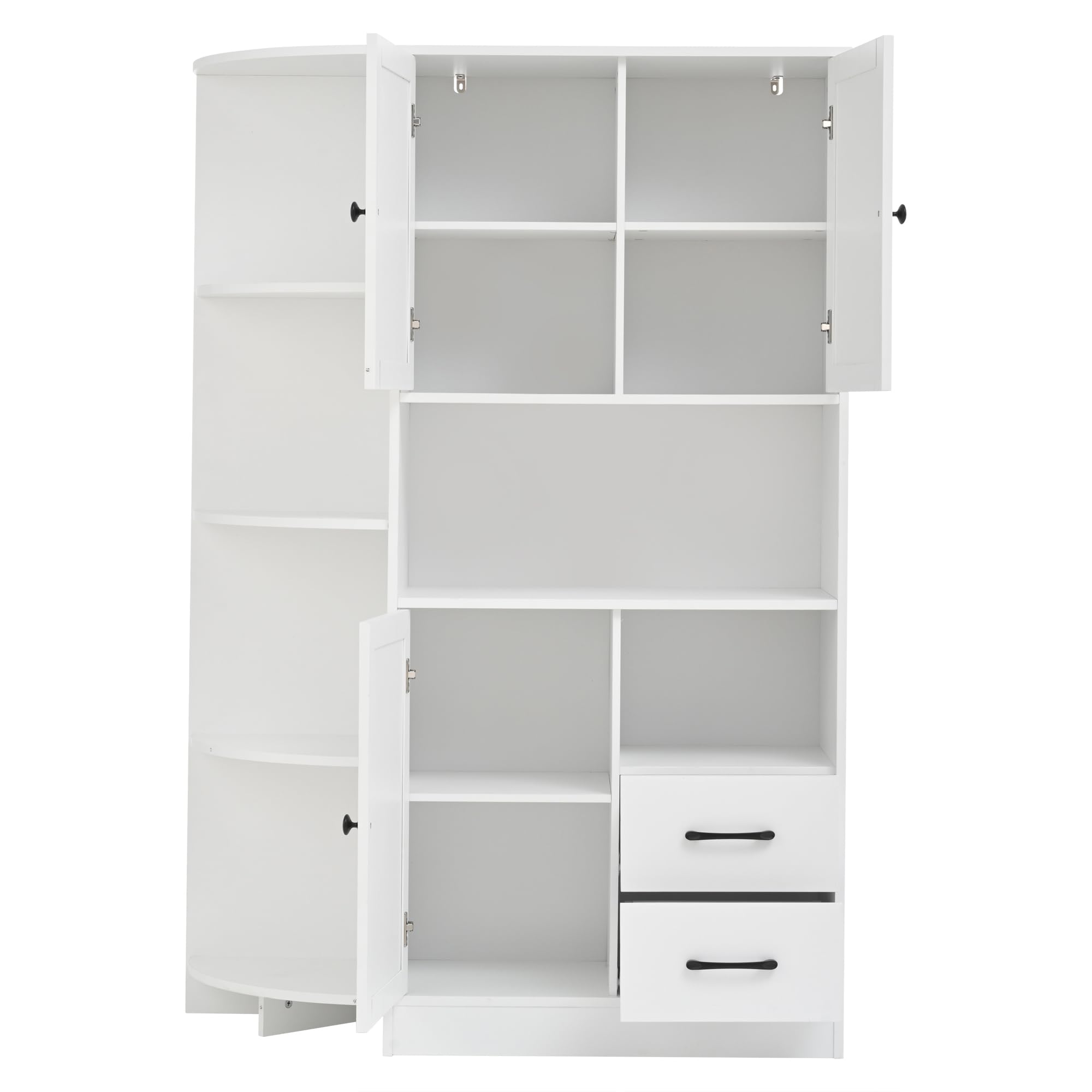 104 x 35 x 155 cm, armario de esquina con 3 armarios + 2 cajones, estanterías de salón, armarios altos y highboard con un total de 14 áreas de almacenamiento, estanterías, aparador, color blanco