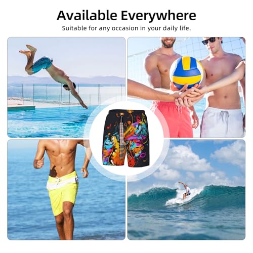 Musical Guitar Note Mens Swim Trunks Quick Dry Board Shorts with Compression Liner Hawaii Swimwear Swim Suits4
