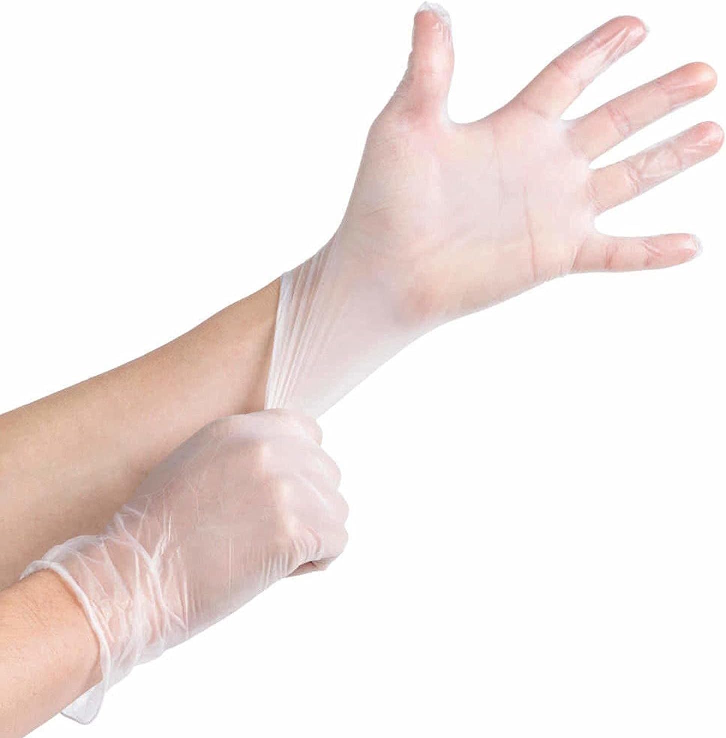 WOC Disposable Gloves,Clear Vinyl Gloves Latex Free Powder-Free Glove Health Gloves for Kitchen Cooking Food Handling, 100PCS/Box -X Large size gloves, Box of 100 -clear