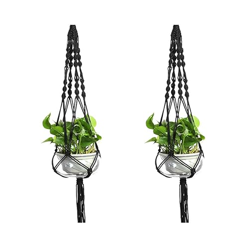 Set of 2 Macrame Plant Hanger Nylon Rope Wall Hanging