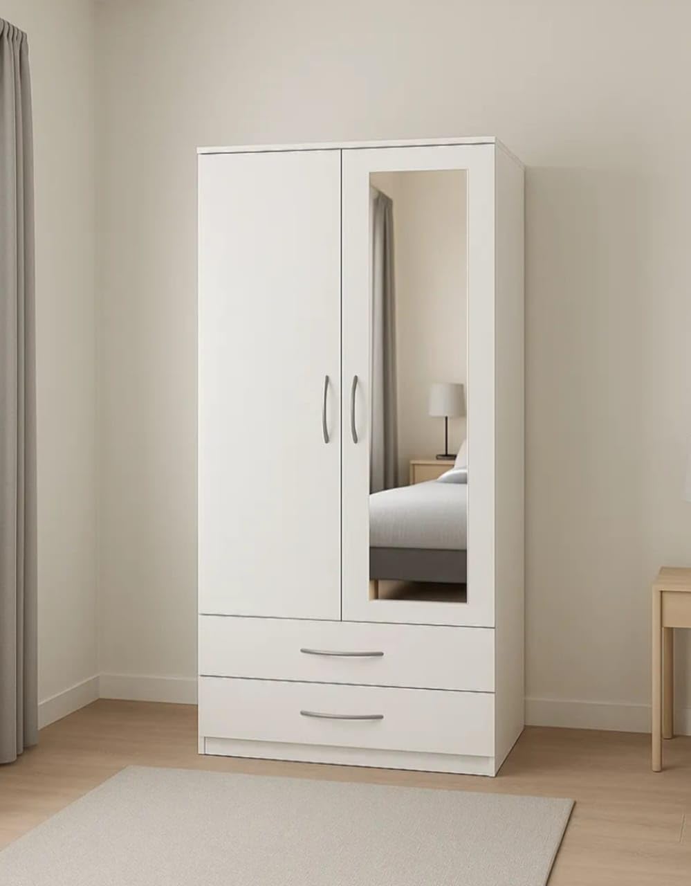 illfordd furniture 2 Door Wardrobe with Drawers and Multiple Shelf and Storage for Bedroom