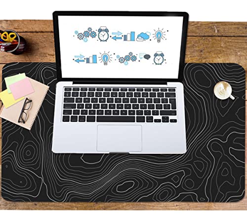 Image of Topographic Mouse Pad, Extended Gaming (35.4x15.7 in), Desk Mat Laptop Waterproof Decor Writing for Work, Game, Office, Home - Topographic Contour