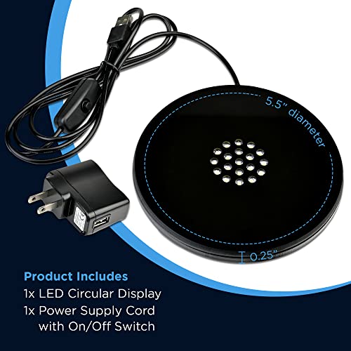 Asente 19 Led White Lighted Base For Glass Art - Circular Illuminated Display Pedestal For 3D Crystal Glass Art - Led Light Base & Crystal Display Stand, Ac/Usb Plug Operated Lighted Acrylic, Light Stand Base Black #TOP3