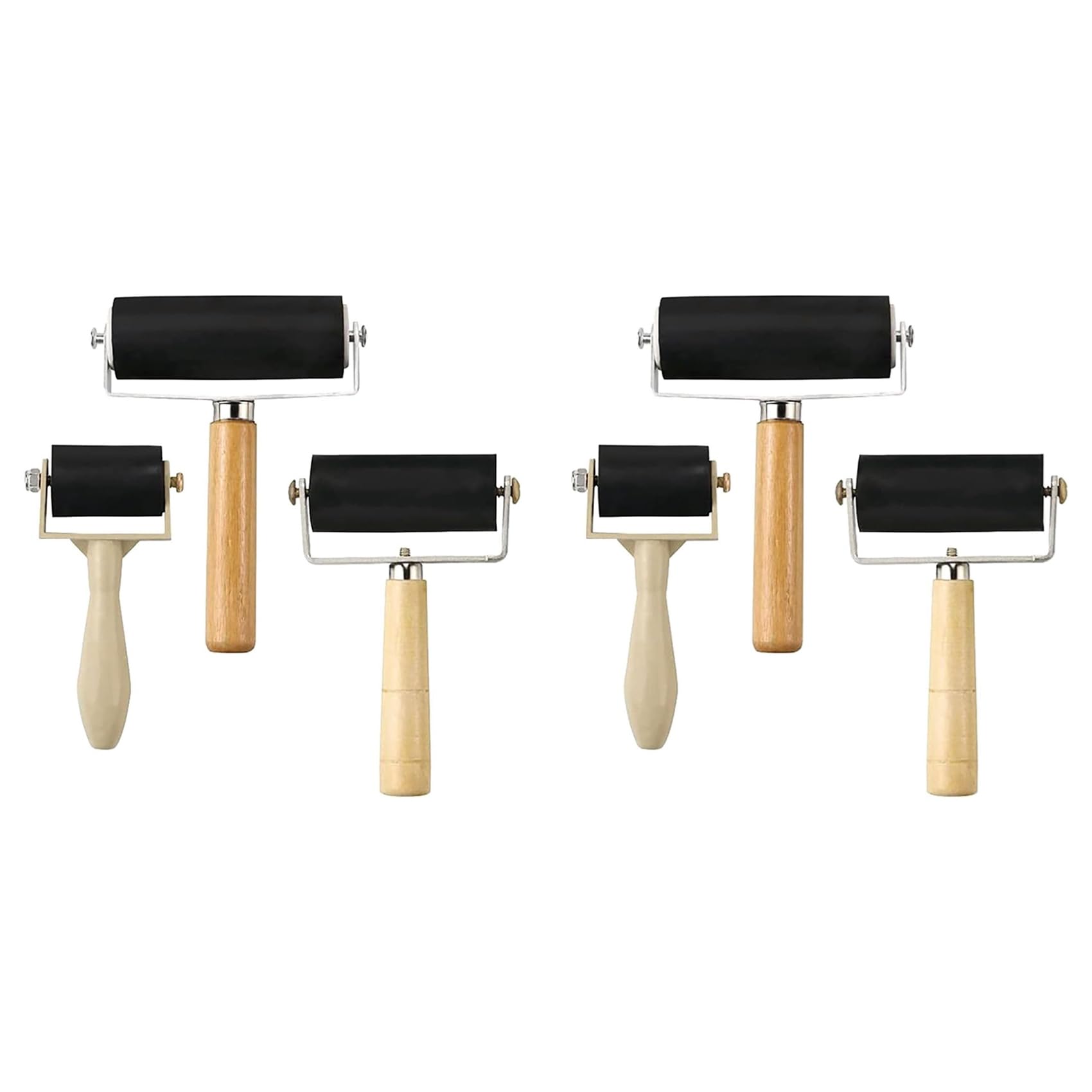 Jnchdghwa As Shown 6 Pack Rubber-Roller Brayer Rollers 1.4/2.4/4 Inch Art Craft Roller For Printmaking,Ink,Wallpapers Stamping Gluing Tools