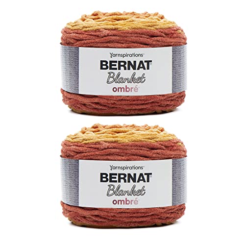 Image of Bernat Blanket Ombre Yarn for Crocheting Soft, Orange Crush, 2-Pack | #6 Super Bulky Yarn, 100% Polyester, Soft Plush Ombre Yarn for Crochet, Knitting & Crafts, 220yds, 300g /10.5oz per skein
