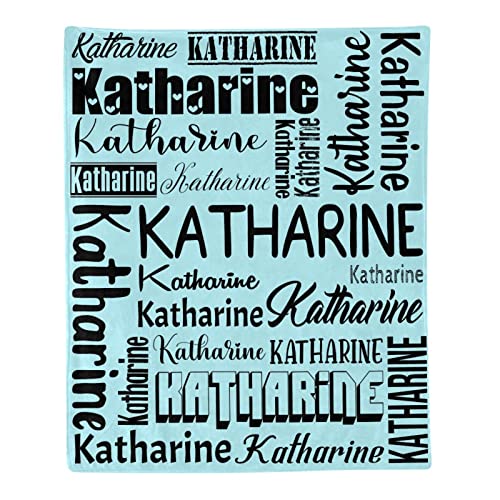 Personalized Blanket for Kids Adults Personalized Name Blanket Custom Blanket with Name Personalized Gifts for Christmas Birthday Valentines Day Mothers Fathers Day (Light Blue&Black, 30"x40")