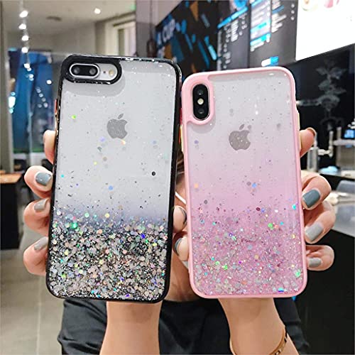 Image of Vonzee Case Compatible with iPhone X & XS (5.8 inch), Non Moving Glitter Cover for Girls & Women Soft TPU Shockproof Anti Scratch Drop Protection Cover (Pink)