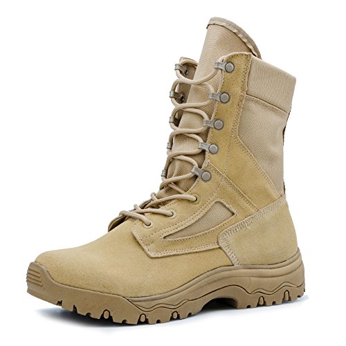 IODSON Zapatos de Hombre Botas/Botas de Combate/Botas Tácticas Ultra-Ligero Antideslizante Tela de Cuero Verdadero Transpirable IDS-681 42 EU