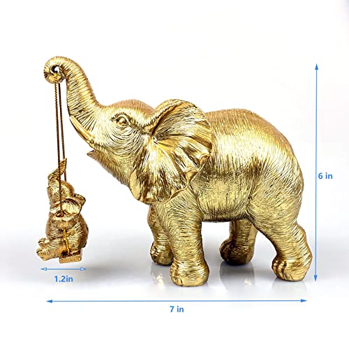 Santa Casa Gold Elephant Decor, Elephant Figurines Collection, Golden Elephant Statues Figurines Decor Home Decoration Ornaments For Mom Women Good Luck Gift For Living Room Home Bedroom Office Shelf #TOP6