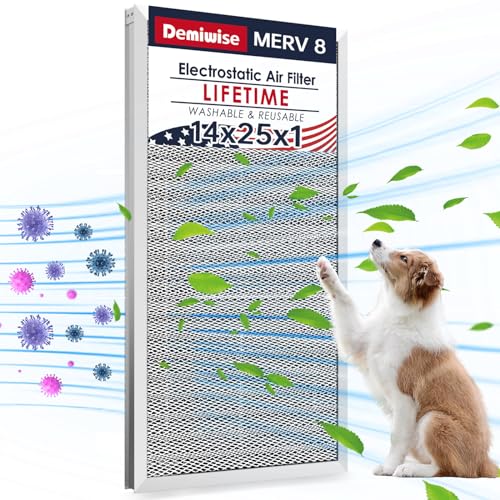 Image of 14x25x1 Electrostatic Air Filter, 8 Stage Washable Aluminum AC /HVAC Furnace Filter, Reusable Lifetime Permanent Air Filter, Easy to Clean,Increases Airflow(Actual Size:13.50x24.50x0.82)