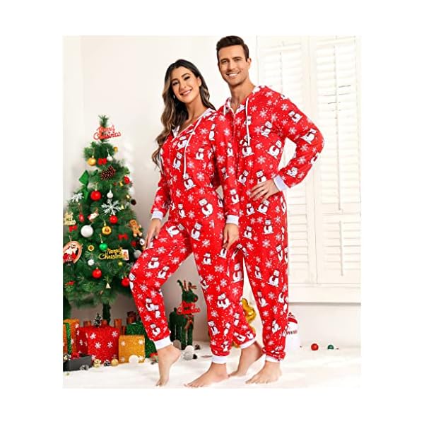 Meagilis Ensemble de pyjama de Noël assorti pour la famille, les vacances en famille, les vacances en famille, bonhomme de neige, taille XL, Bonhomme de neige rouge, XL 51nSd5UaxnL. SS600